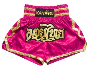 Kanong Thai Bokseshorts til børn : KNS-121-Mørk lyserød-K