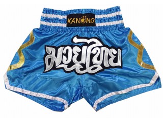 Kanong Thai Bokseshorts til børn : KNS-143-Himmelblå-K